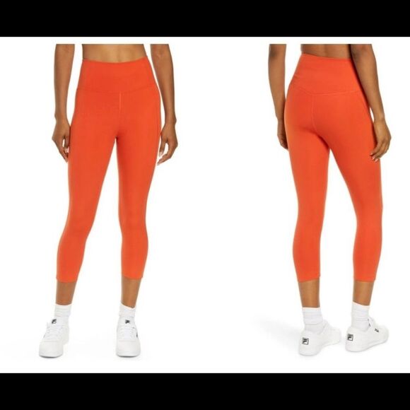 Girlfriend Collective tart orange crop leggings - Picture 1 of 8